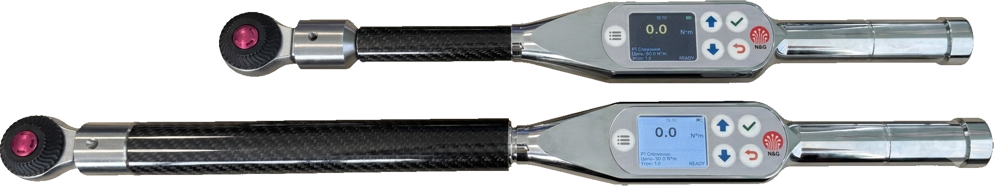 GN Devices electronic torque wrenches with the live display in light and dark themes